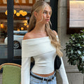 Tamara – Lässiges Schulterfrei Top mit langen Ärmeln und schmaler Passform