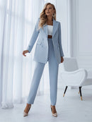 Else - Langärmelig Blazer Weites Bein Hosen Zweiteiliges Set