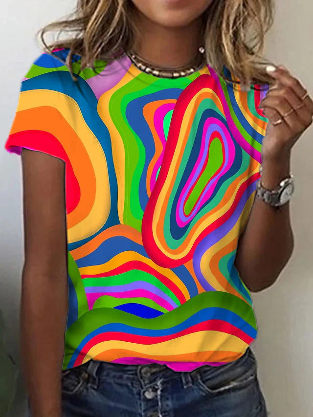 Lila – Elegantes Kurzarm Top Mit Rundhalsausschnitt