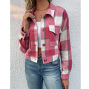 Yvaine - Langärmelige Bomberjacke mit Karomuster und Knöpfen