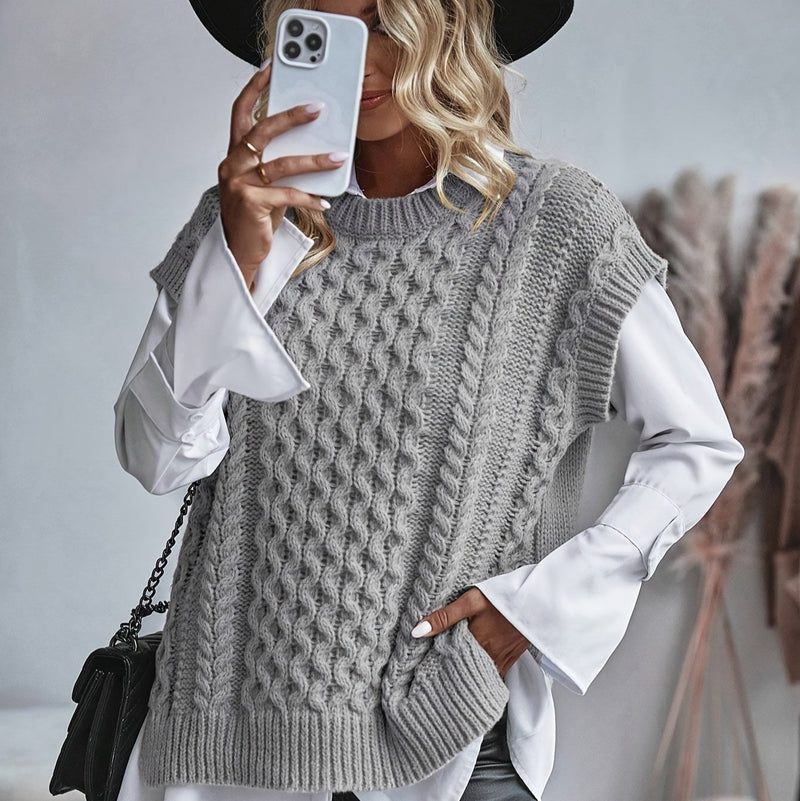 Gisela - Modischer ärmelloser Strickpullover für Wärme und Stil