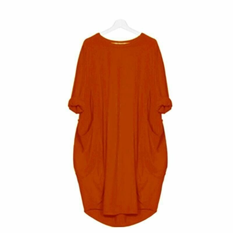 Fabienne – Locker sitzendes Midikleid mit Rundhalsausschnitt und langen Ärmeln