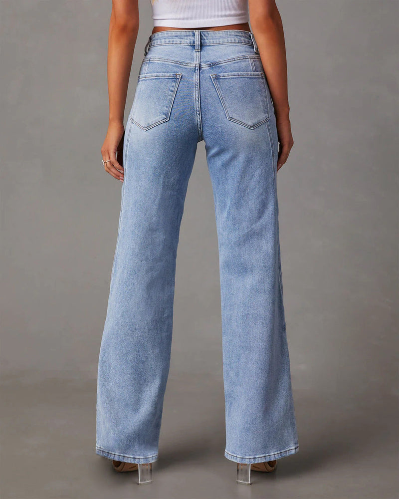 Luise - Modische knöchellange Jeans mit weitem Bein und Taschen