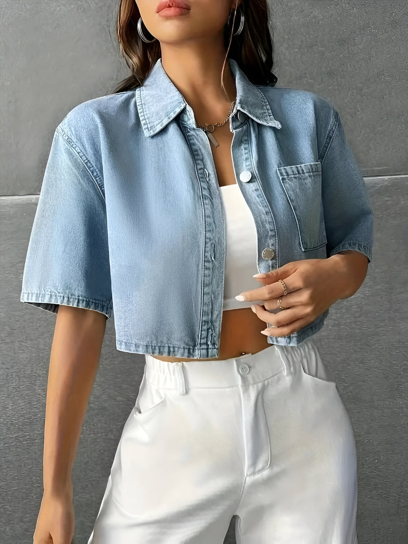 Romi – Lässige Jacke mit kurzen Ärmeln und klassischem Knopf