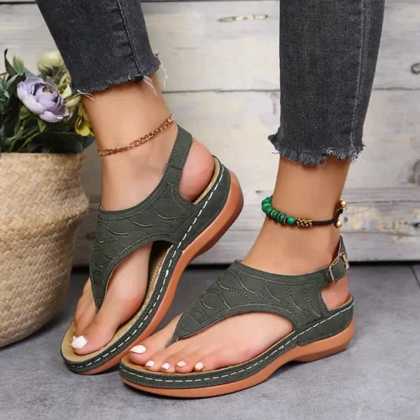 Talia - Rutschfest Schnalle  Runde Zehe  Flache Sandalen