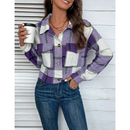 Yvaine - Langärmelige Bomberjacke mit Karomuster und Knöpfen