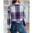 Yvaine - Langärmelige Bomberjacke mit Karomuster und Knöpfen