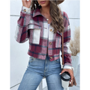 Yvaine - Langärmelige Bomberjacke mit Karomuster und Knöpfen