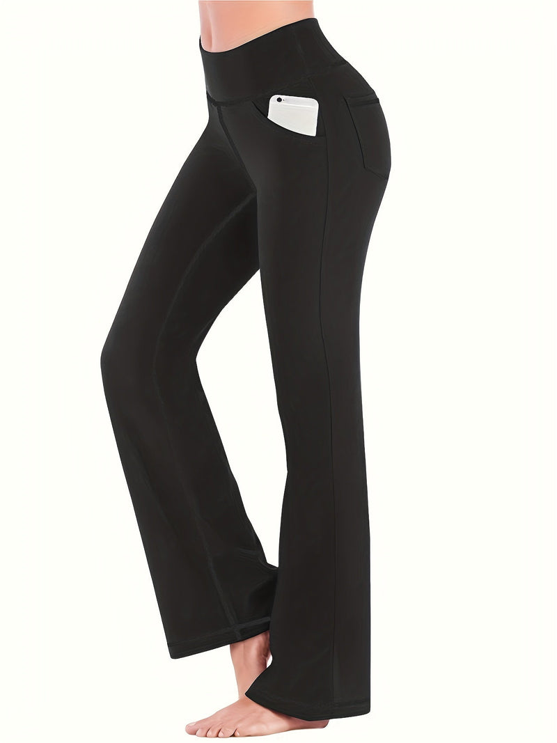 Anke – Schmal geschnittene Hose mit hoher Taille und weitem Bein und Taschen