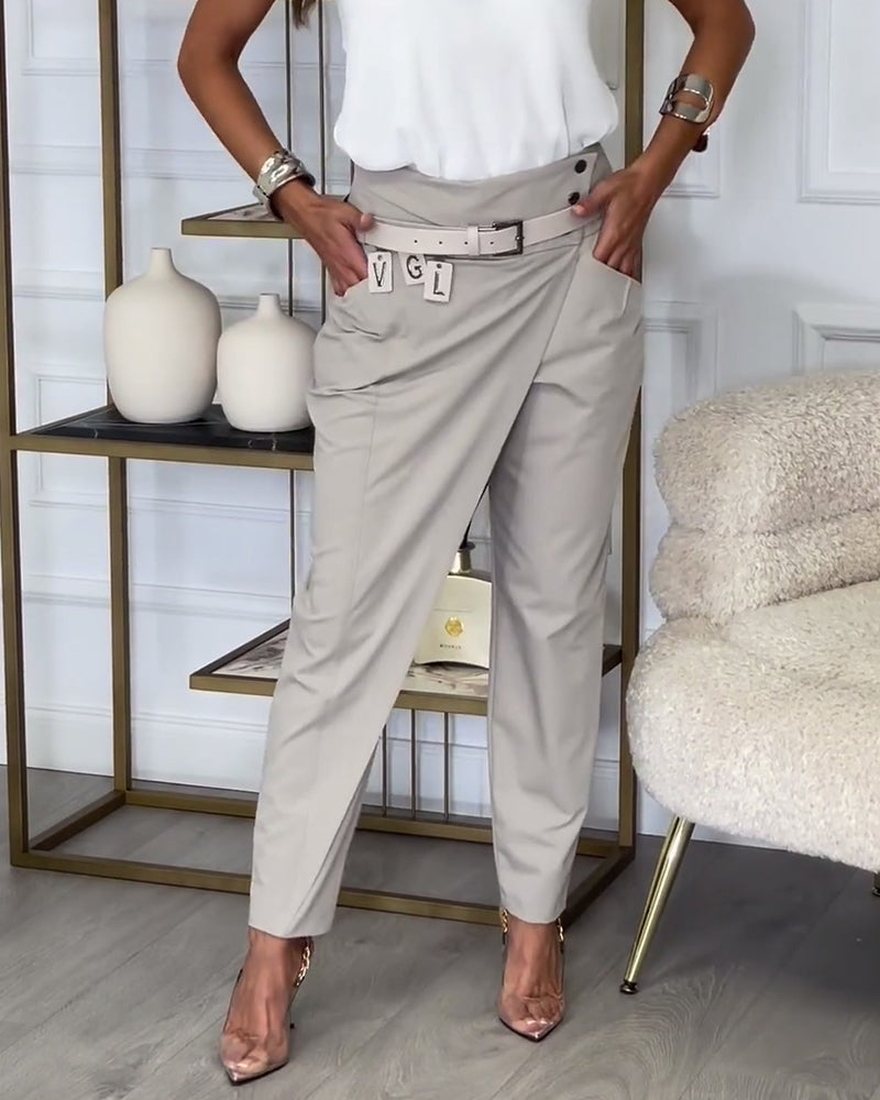Elena – Elegante drapierte Hose mit verstellbarem Schnallengürtel