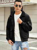 Adrean - Langärmelige Pelzkragen Reißverschluss Bombenleger Jacke