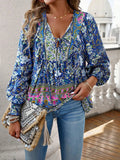 Luisa - Lässiges bedrucktes Langarmshirt mit V Ausschnitt für einen modischen Look
