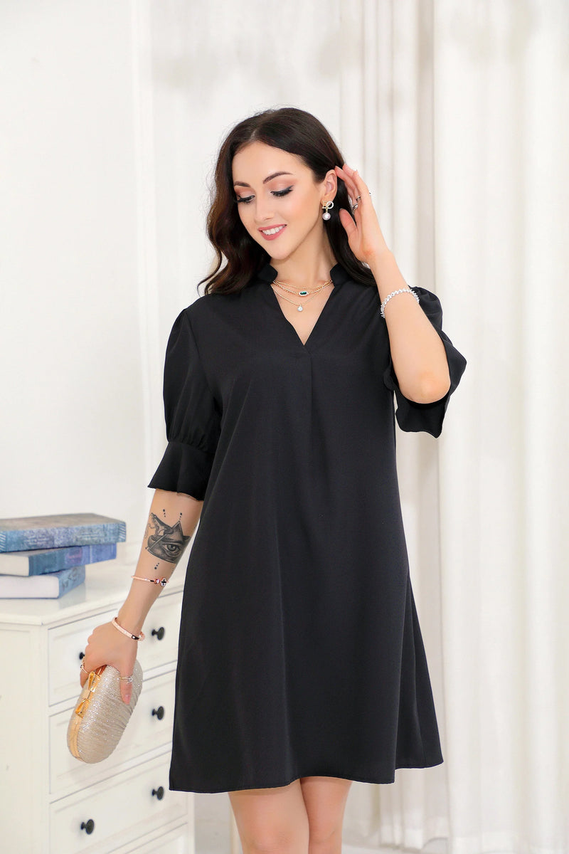 Ella - Elegantes Midikleid Mit V Ausschnitt