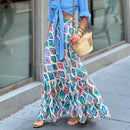 Anika – Modischer bedruckter lockere langer Blumenrock mit Rüschen und elastischer Taille