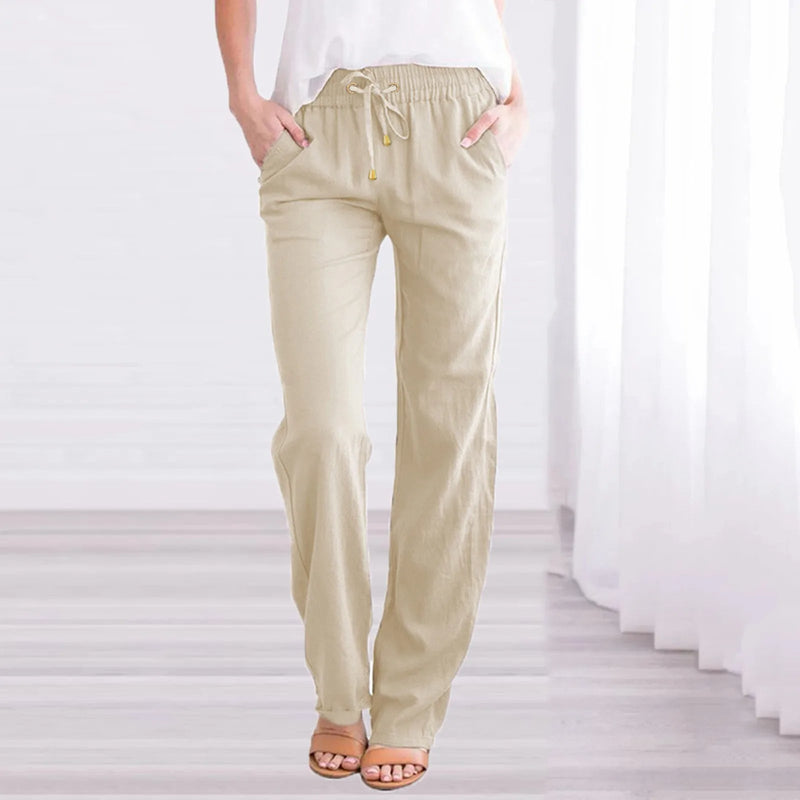 Lara - Leichte Hose mit elastischer Taille Kordelzug und Taschen