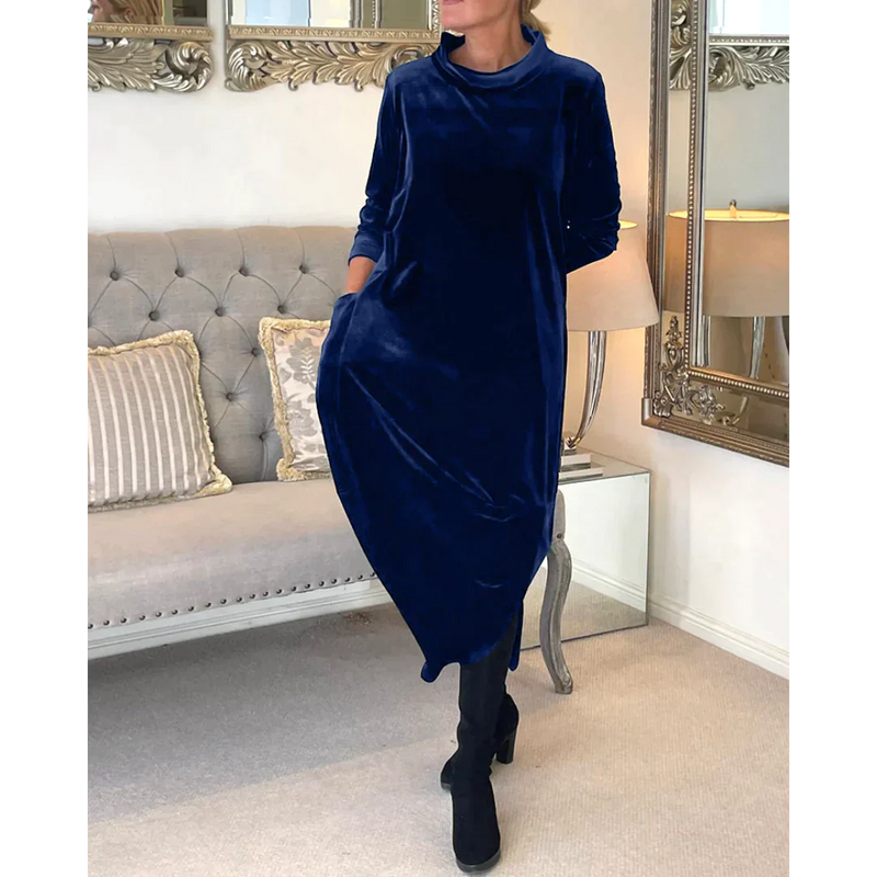 Nora – Oversize-Langarmkleid mit praktischen Seitentaschen
