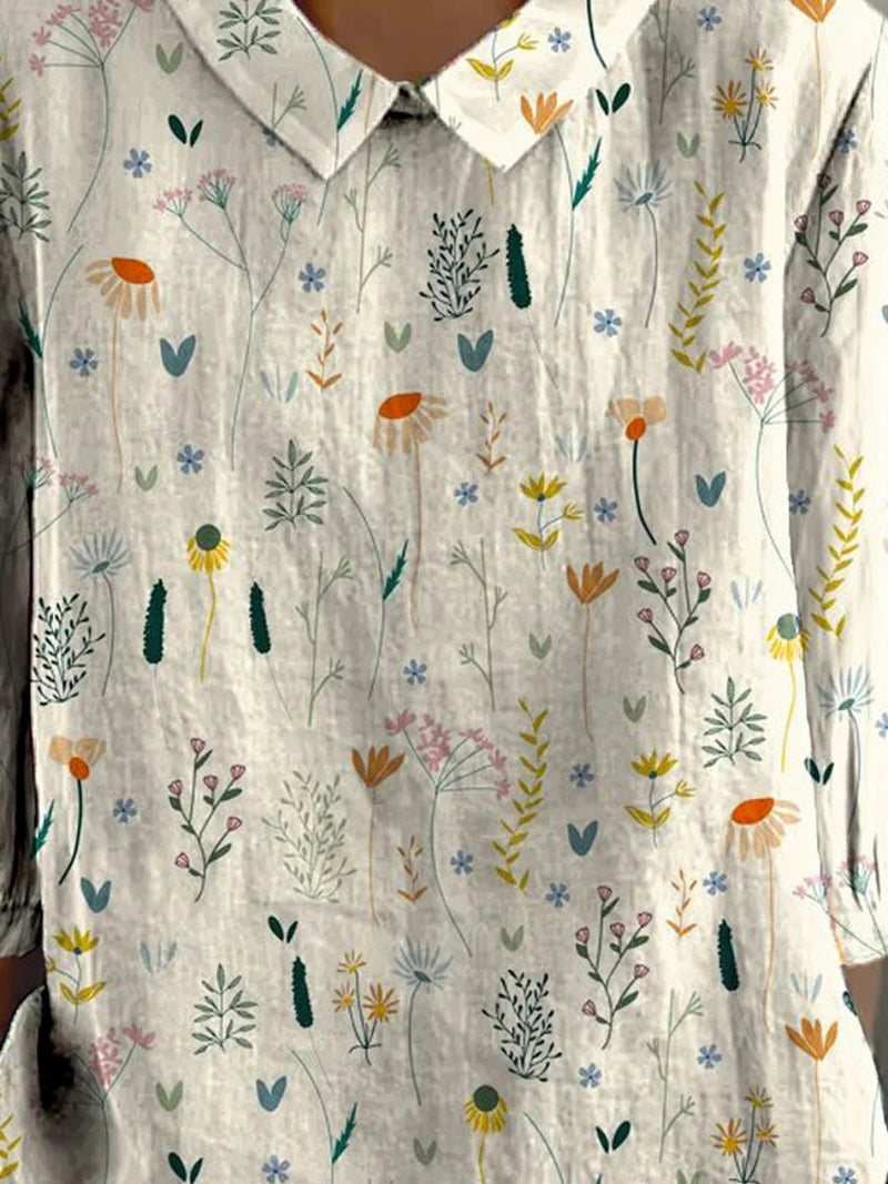 Antonia - Leichte kurzärmelige Bluse mit Blumendruck und lockerer Passform