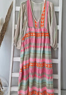 Wanda – Elegantes bedrucktes lockeres Kleid mit V-Ausschnitt und langen Ärmeln