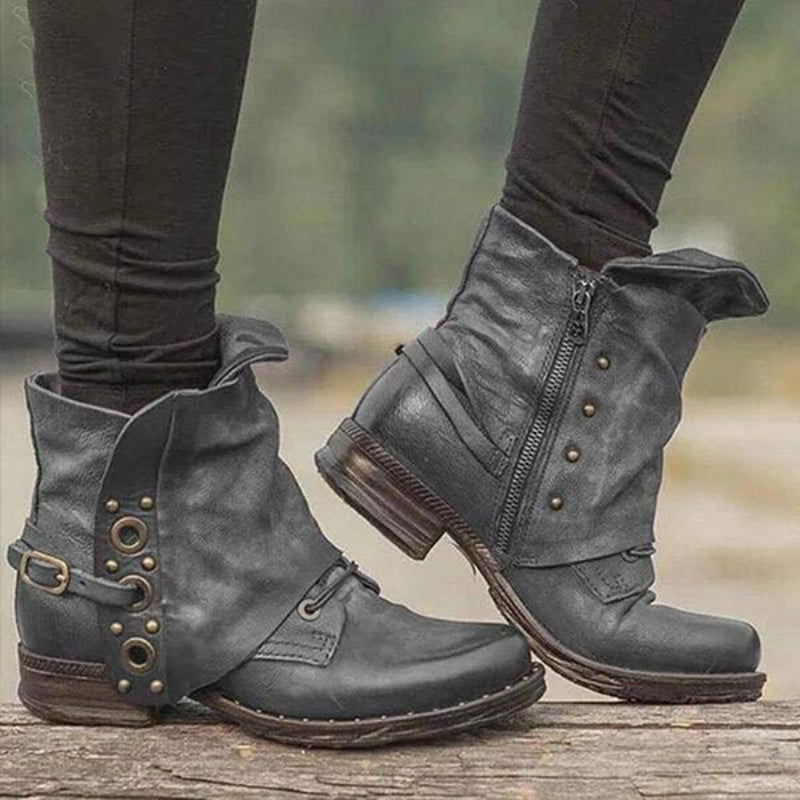 Leonie – Lässige rutschfeste Stiefeletten mit seitlichem Reißverschluss
