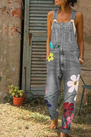 Zelie – Jumpsuit mit weitem Bein und Blumenmuster verstellbaren Trägern und Taschen