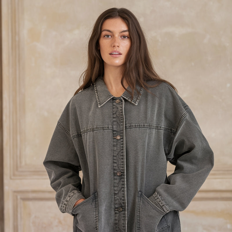 Adele – Lässige Langarmjacke mit Knopf und Taschen