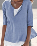 Christina - Locker sitzende Bluse mit V Ausschnitt und kurzen Ärmeln