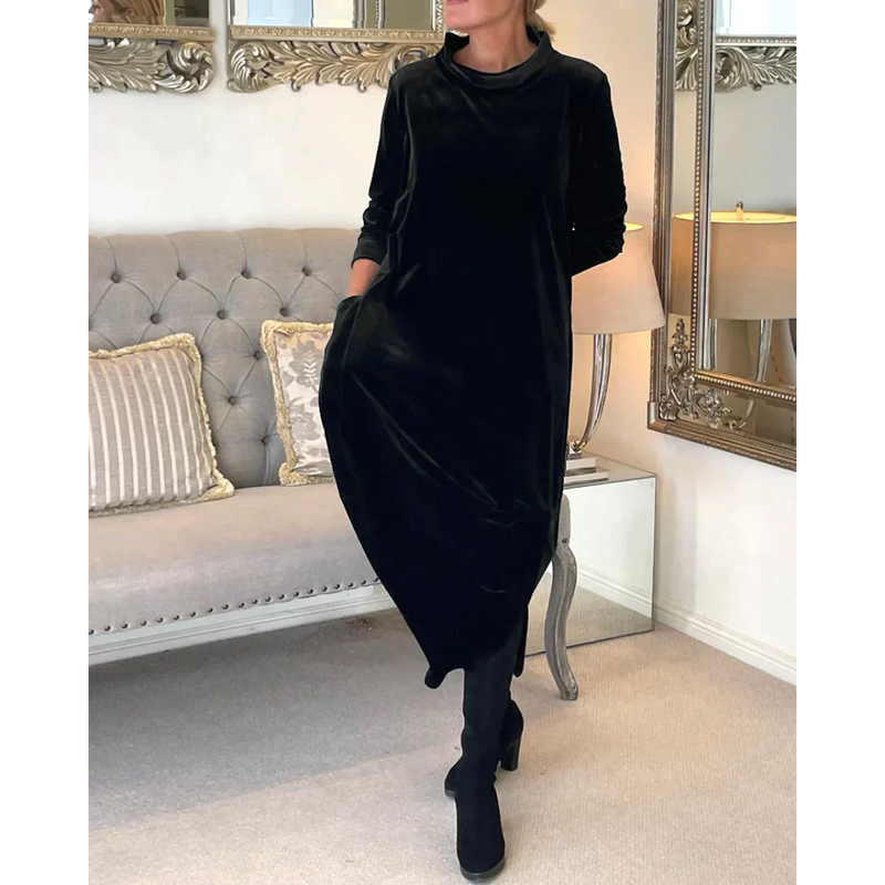 Nora – Oversize-Langarmkleid mit praktischen Seitentaschen