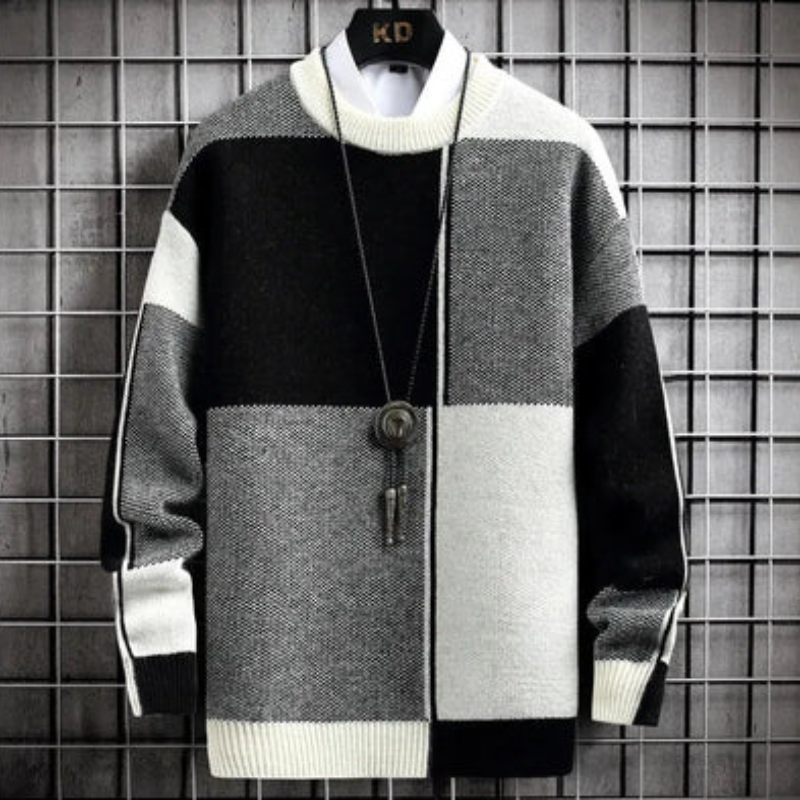 Richard - Karierter Pullover mit Rundhalsausschnitt und langen Ärmeln