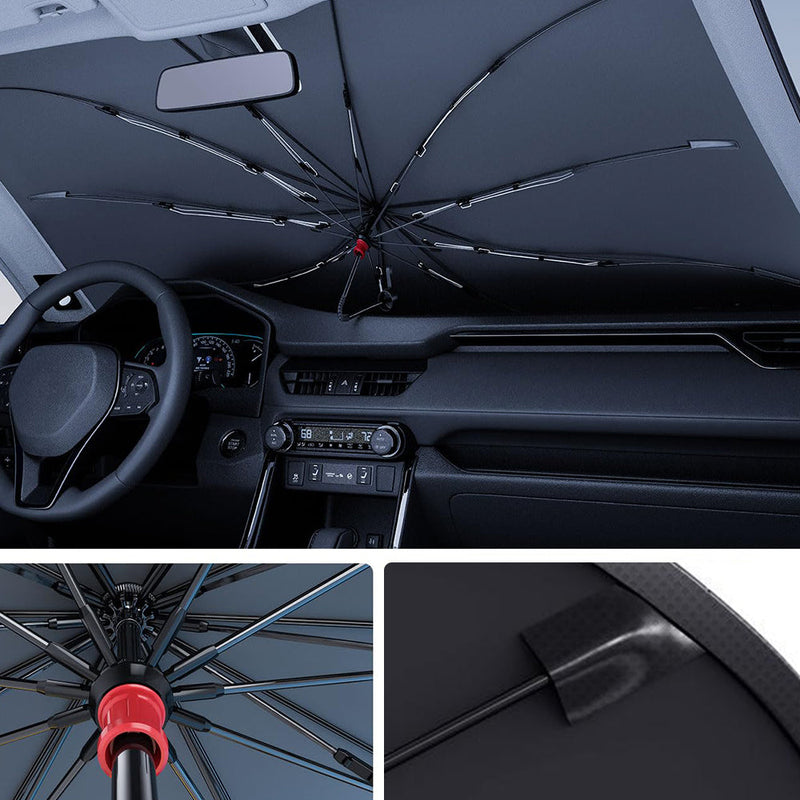 ShadeShield – Faltbarer Sonnenschutz im Regenschirmstil für die Windschutzscheibe Ihres Autos
