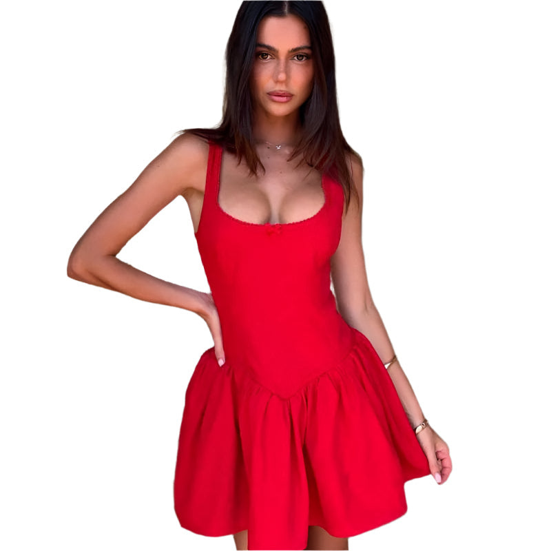 Emily – Modisches ärmelloses Minikleid mit plissierter Taille und Spaghettiträgern