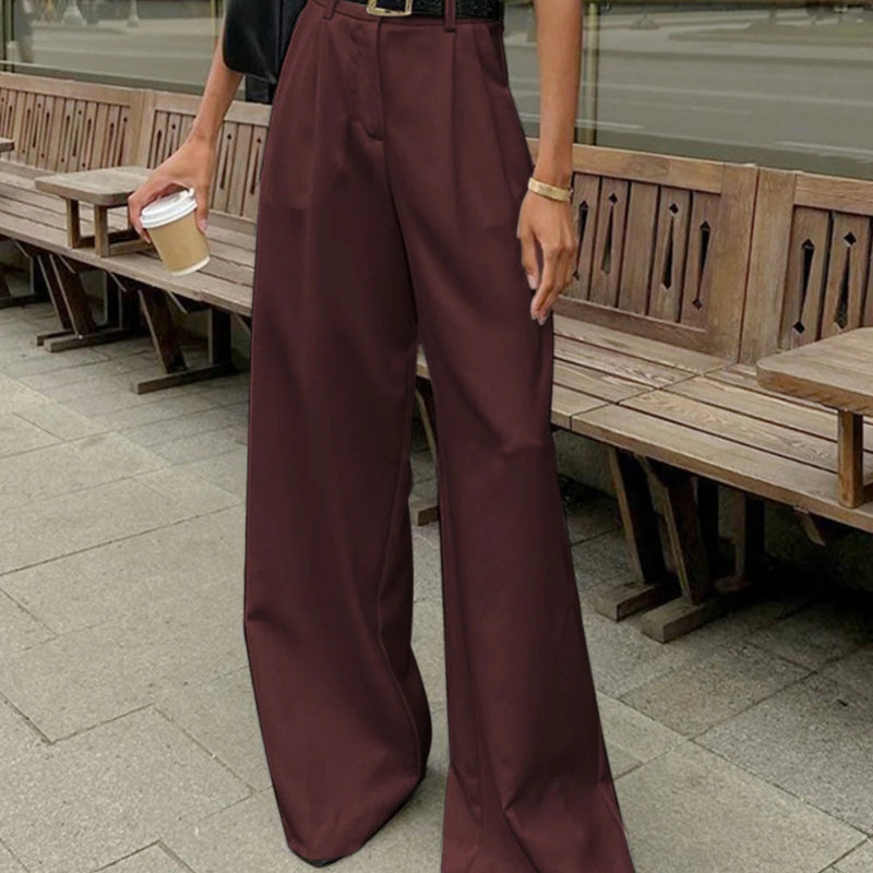 Diana – Lässige hoch taillierte Hose mit weitem Bein und Taschen