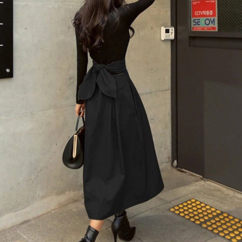 Enya – Stylischer Schleifenrock mit hoher Taille und Taschen
