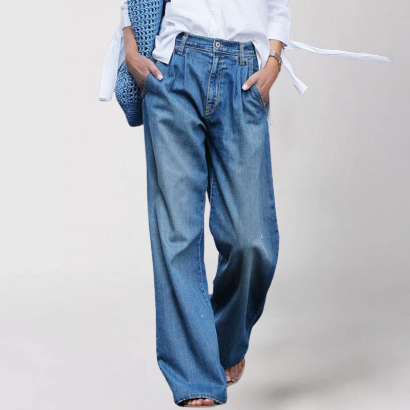 Marika – Bequeme Hohe Taille Hosen mit lockerem weitem Bein und Taschen