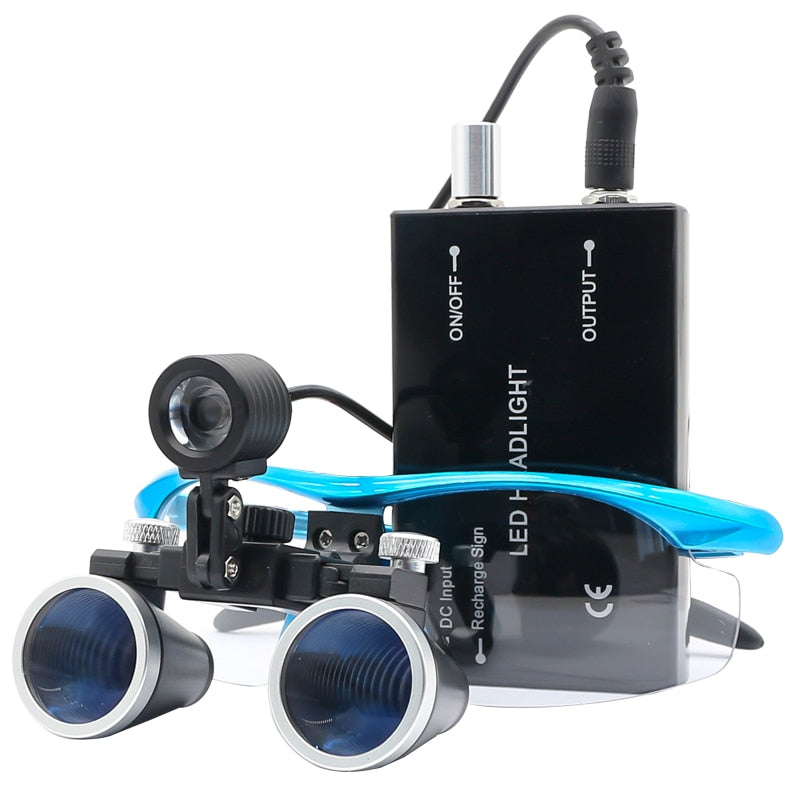OptiDent - Chirurgisches Dentallupen Set mit einstellbarer Vergrößerung und LED Stirnlampe