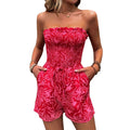 Loreen - Elastischer Bandeau Jumpsuit mit Blumenmuster und Taschen