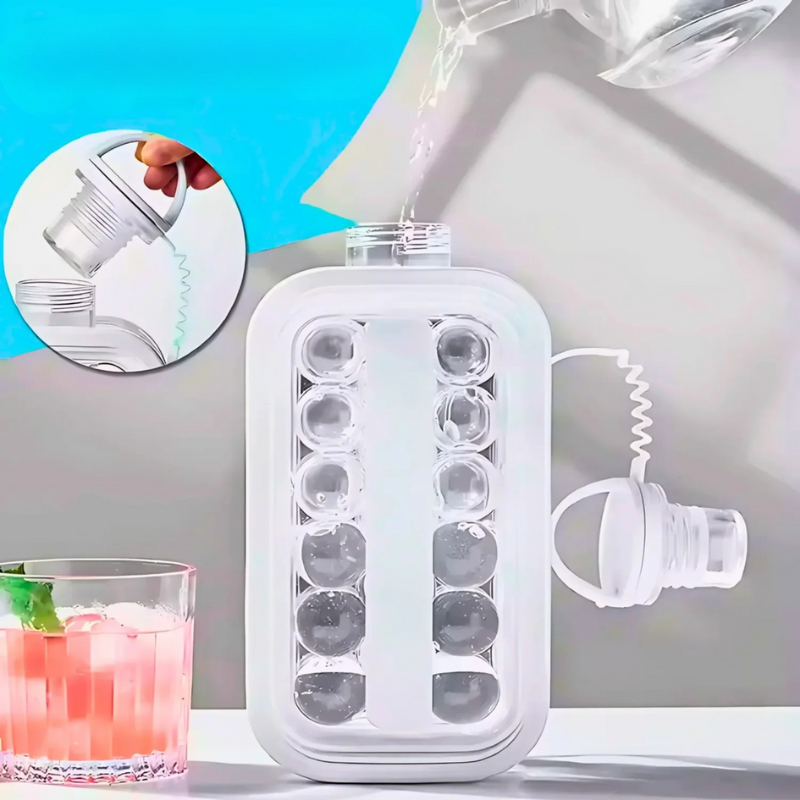 CoolSphere – Tragbare Eiswürfelbereiterflasche mit runden Eisformen
