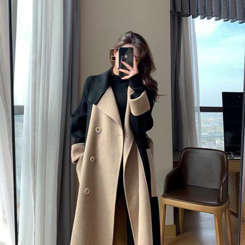 Wiebke - Warmer Langarm Trenchcoat mit Gürtel und Knöpfen