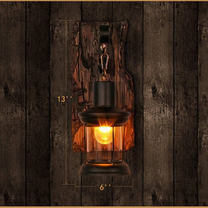 GlassGlow - Dekorative Wandleuchte mit Glaszylinder und Holzsockel für dauerhafte Beleuchtung