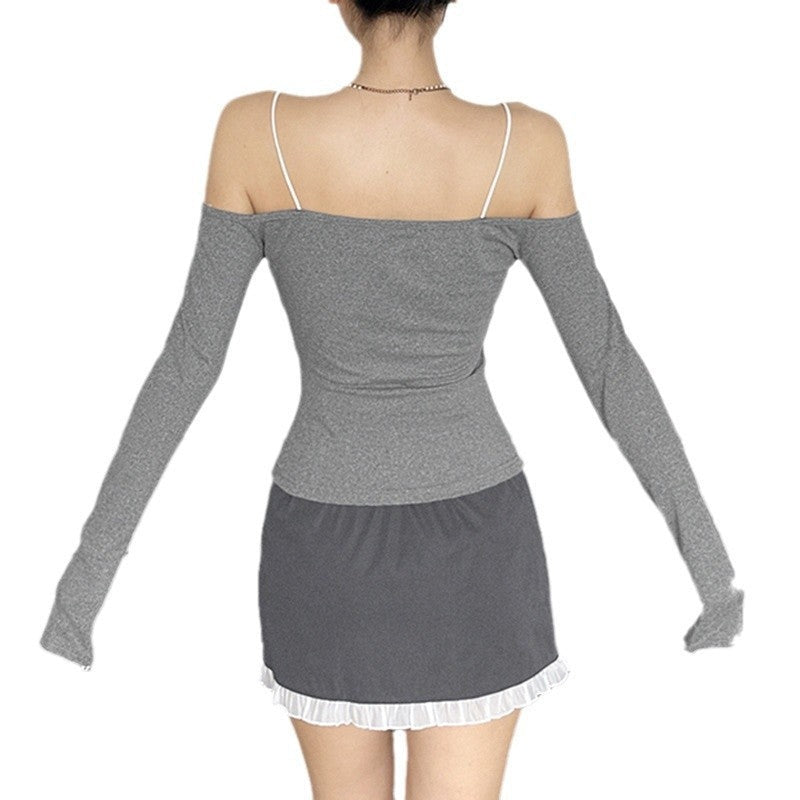 Emma – Stilvolles schulterfreies Langarmtop mit Schleifendesign