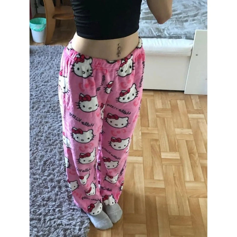 Aylin – Bequeme Hose mit elastischem Bund und Katzen Print