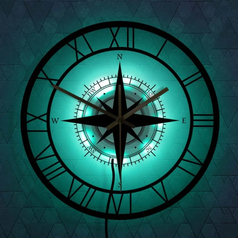 ClockHaven – Kompasskarten-Wanduhr mit Richtungsdesign für stilvolle Räume