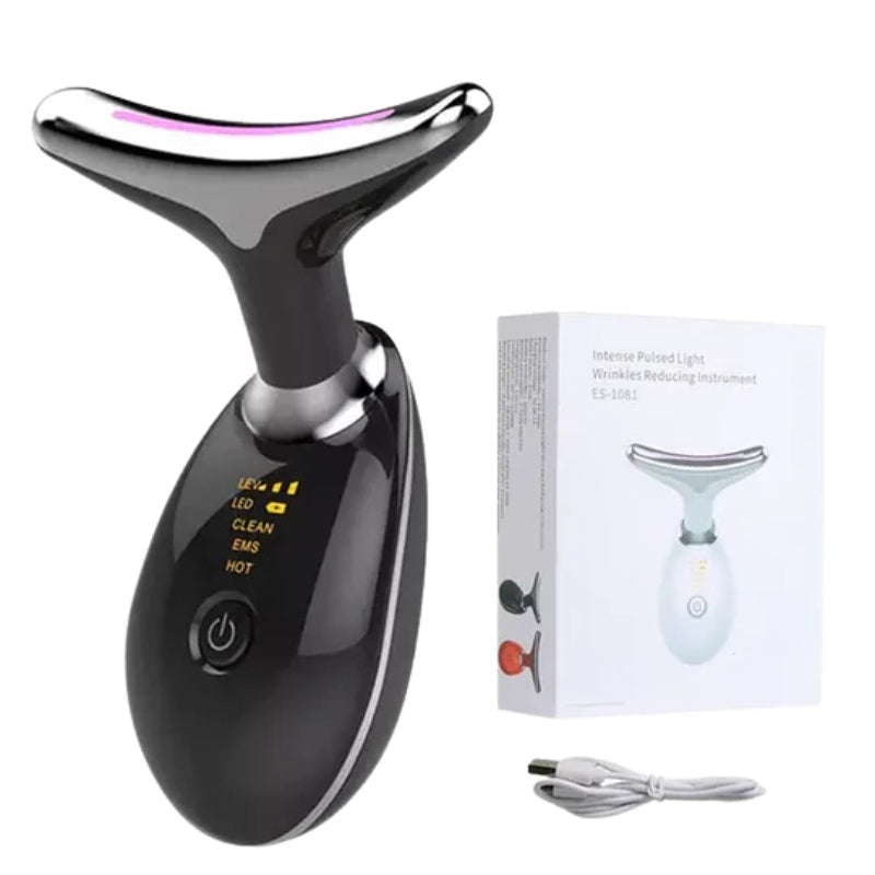 SkinVibe – Anti Falten Facelift Massagegerät mit LED Lichttherapie für Gesicht und Hals