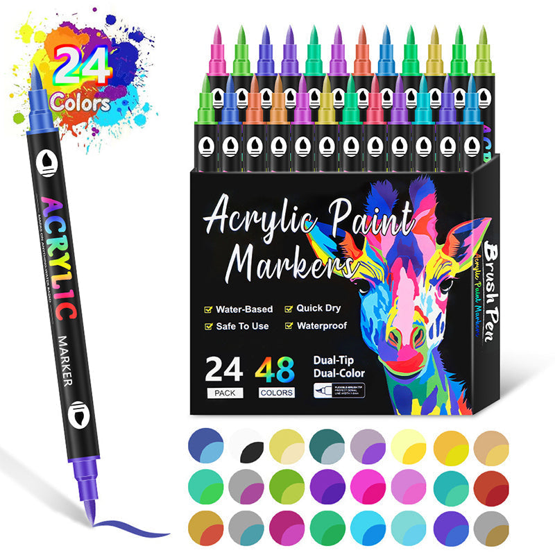 ColorFlow - Acrylic Farbmarkierungsset mit Doppelspitzen und Metallic Farben für kühne Kreationen