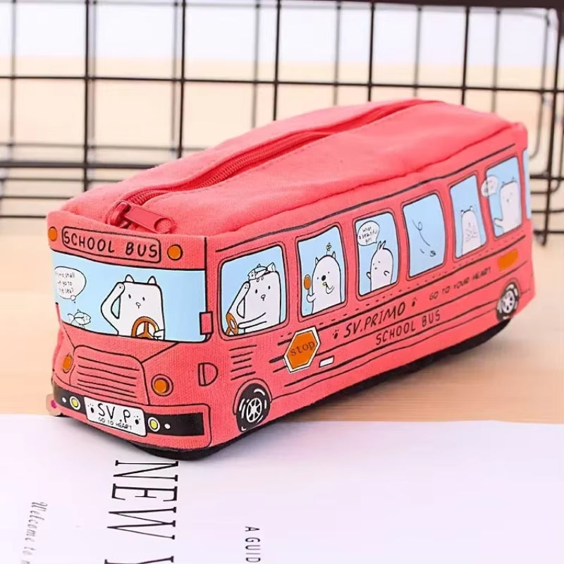 DeskZip - Kreatives Bus Federmäppchen Set mit Reißverschluss und großem Stauraum