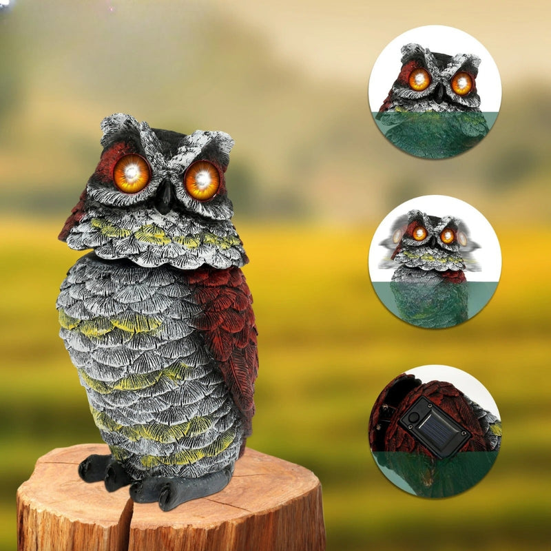SolarHoot – Solarbetriebene Eulenstatue mit blinkenden Augen und rotierendem