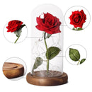 LumiRose – LED Rosen Tischlampe mit Glaskuppel und zwei Stromversorgungsoptionen