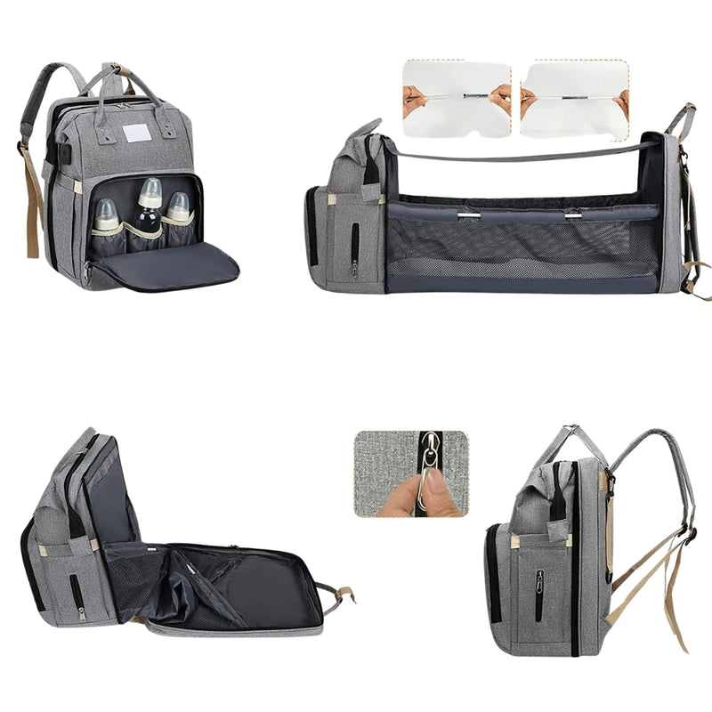 BabyNest - Tragbare Wickeltasche mit klappbarem Bett und organisierter Aufbewahrung