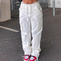 Pauline – Locker geschnittene Cargohose mit hoher Taille Knopf und mehreren Taschen