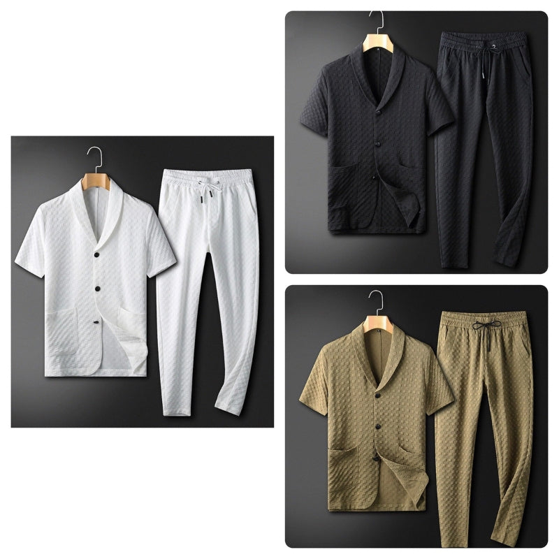 Bruno - Zweiteiliges Satz mit Kurzarm Strickjacke und Hose mit Kordelzug