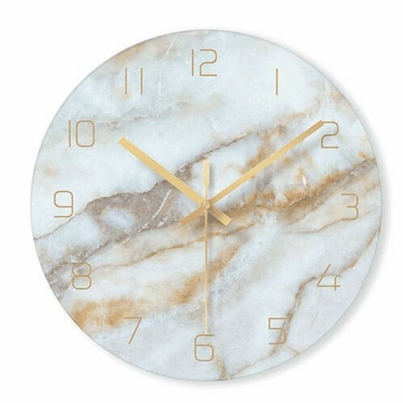 TickLure – Dekorative Wanduhr mit Marmoroptik und geräuschlosem Uhrwerk
